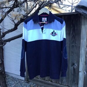 Montagut Rugby Shirt Long Sleeve Colorblock Crest Logo Mens Medium Vintage